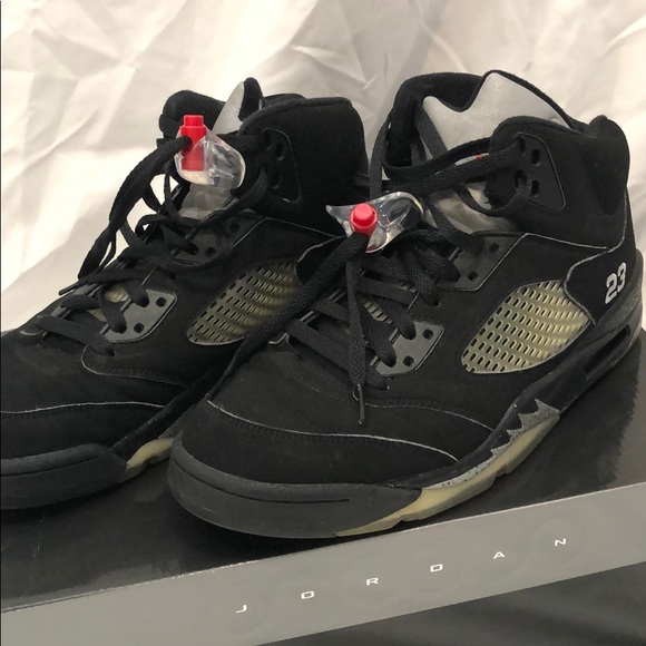 nike air jordan 5 retro black metallic silver